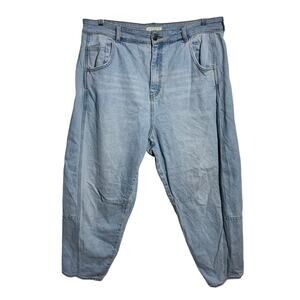 Festi Barrel Leg Denim Jeans Women 16R Plus Size Blue Light Wash Boho Cotton